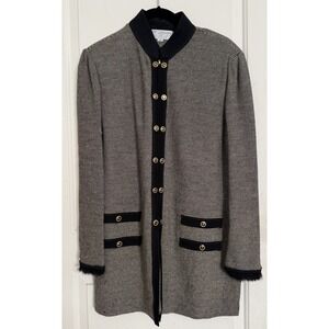 ST. JOHN Collection Knit Coat Blazer Jacket Skirt Suit Set Size 10/14 Wool